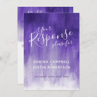 Ultraviolet abstract modern art wedding reply RSVP