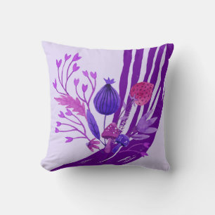 Ultraviolet and White Abstract Floral Pillow