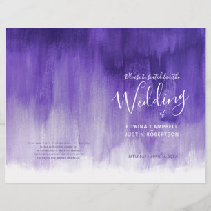 Ultraviolet purple abstract art wedding programme