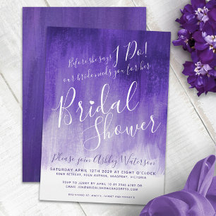 Ultraviolet purple art bridal shower invites