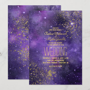 Ultraviolet Wedding Glam Starry Night Invitation