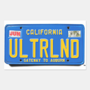 ULTRLND: CA 1974 Blue License Plate Rectangular Sticker