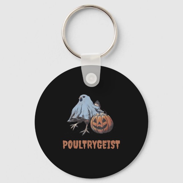 Ultrygeist Halloween Chicken Ghost  Key Ring (Front)