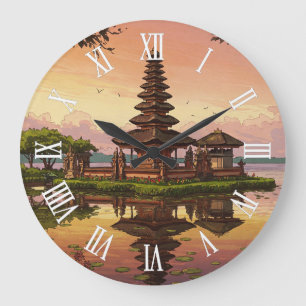 Ulun Danu Temple Bali Indonesia Magnet Large Clock
