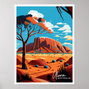 Ulura Australia Art Travel Vintage illustration Poster