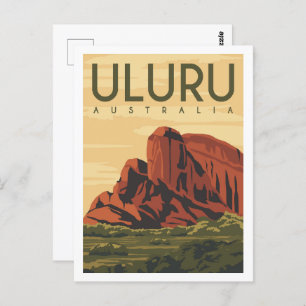 Uluru Australia Famous Travel Place Illustration Postcard