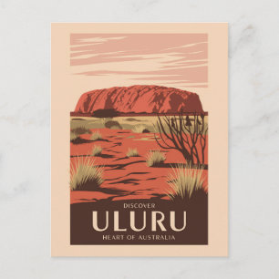 Uluru Australia Travel Art Vintage Postcard