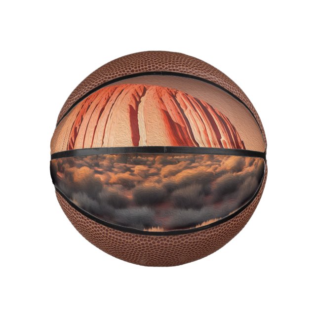 Uluru "Ayers Rock" Australia Oil Paint,  Mini Basketball (Front)