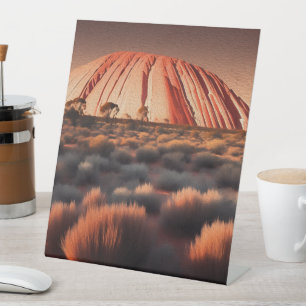 Uluru "Ayers Rock" Australia Oil Paint,  Pedestal Sign