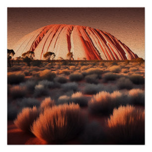 Uluru "Ayers Rock" Australia Oil Paint,  Poster
