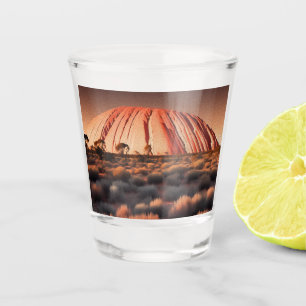 Uluru "Ayers Rock" Australia Oil Paint, Shot Glass