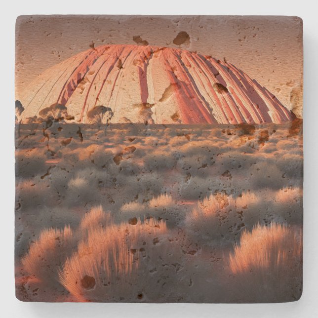 Uluru "Ayers Rock" Australia Oil Paint,  Stone Coaster (Front)