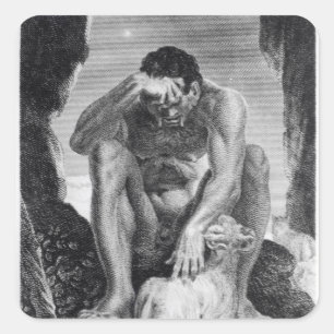 Ulysses Escaping from Polyphemus the Cyclops Square Sticker