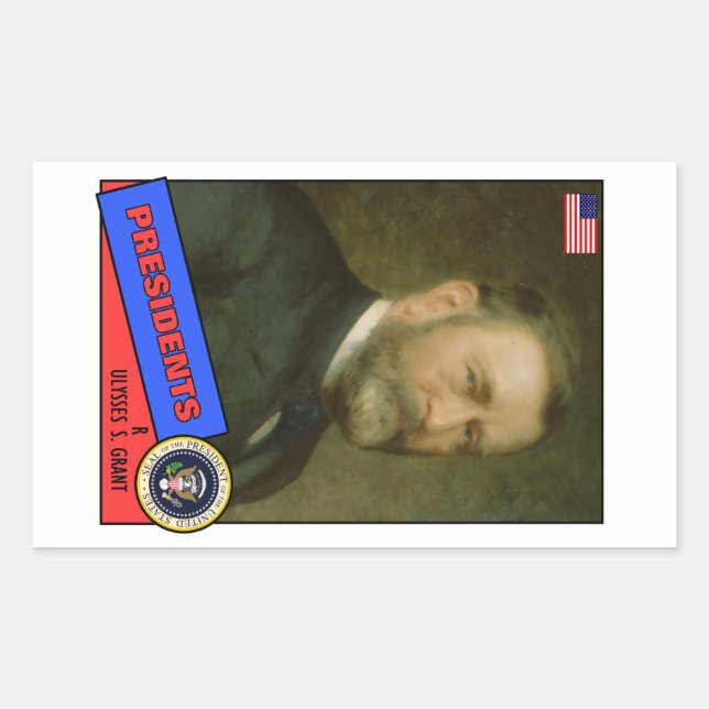 Ulysses S. Grant Baseball Card Rectangular Sticker (Front)