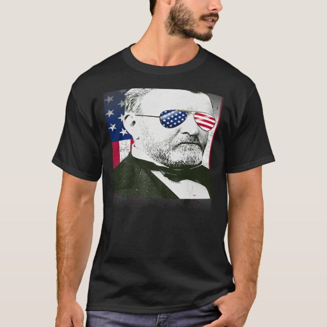 Ulysses S Grant USA Flag Patriotic American Flag 4 T-Shirt (Front)