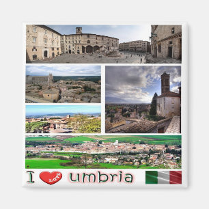 UMB004 UMBRIA I Love, Mosaic, Italy, Fridge Magnet