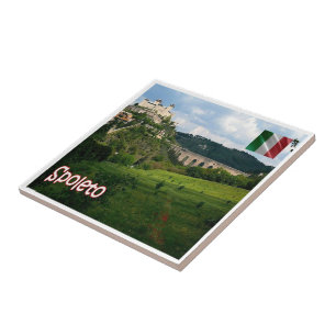 UMB010 SPOLETO, Panorama, Umbria, Italy, Ceramic Tile