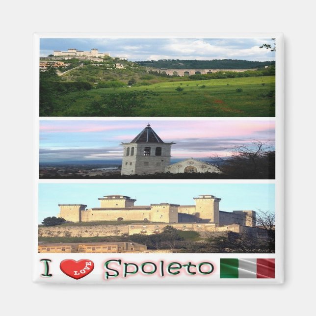 UMB014 SPOLETO I Love, Mosaic, Umbria, Fridge Magnet (Front)