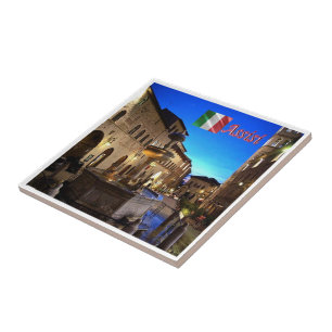 UMB034 ASSISI, Town Hall Square, Umbria, Ceramic Tile