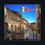 UMB034 ASSISI, Town Hall Square, Umbria, Fridge Magnet<br><div class="desc">Here you will find the souvenir of your vacation. (UMB034 ASSISI, Town Hall Square, Umbria Fridge magnet). Amaze friends and relatives with the unique souvenirs from your great trip. Try us. #LeoPepeDesign - veduta p zza del comune, assisi by night, europe italy umbria, leopepedesign, travel trip photo tourism, gift souvenir...</div>