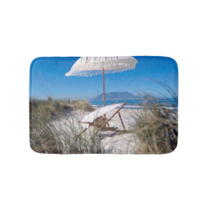 Umbrella And Chair On Beach Bath Mat