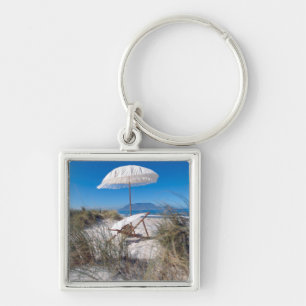 Umbrella And Chair On Beach Key Ring