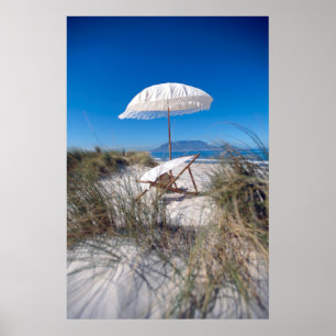 Umbrella And Chair On Beach Poster