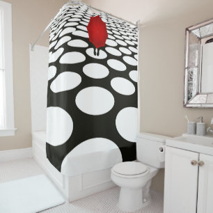 Umbrella and circles shower curtain