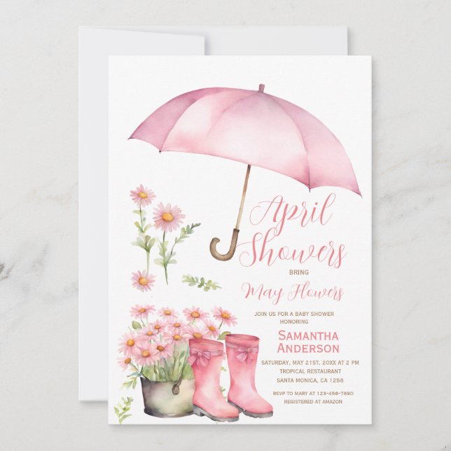 Umbrella April Showers Bring May Flowers Invitation (Front)