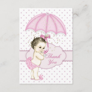 Umbrella Baby Girl Sprinkle Baby Shower Thank You Card