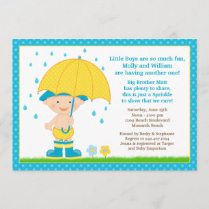 Umbrella Baby Sprinkle Shower Blue for Boy Invitation