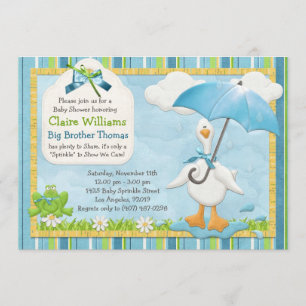 Umbrella Baby Sprinkle Shower Invitation Boy