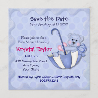 Umbrella Bear Blue - Invitation