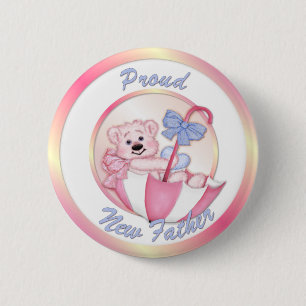 Umbrella Bear - New Dad - Girl 6 Cm Round Badge