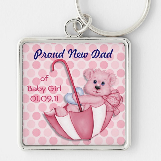 Umbrella Bear - New Dad of Girl Key Ring (Front)
