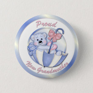 Umbrella Bear - New Grandma - Boy 6 Cm Round Badge