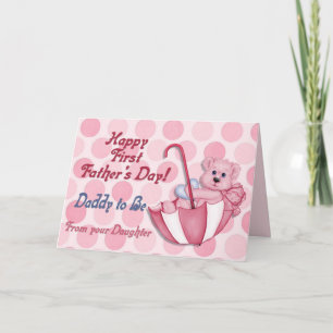 Umbrella Bear Pink - Father to Be Fathers Day Card