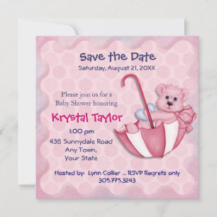 Umbrella Bear Pink - Invitation
