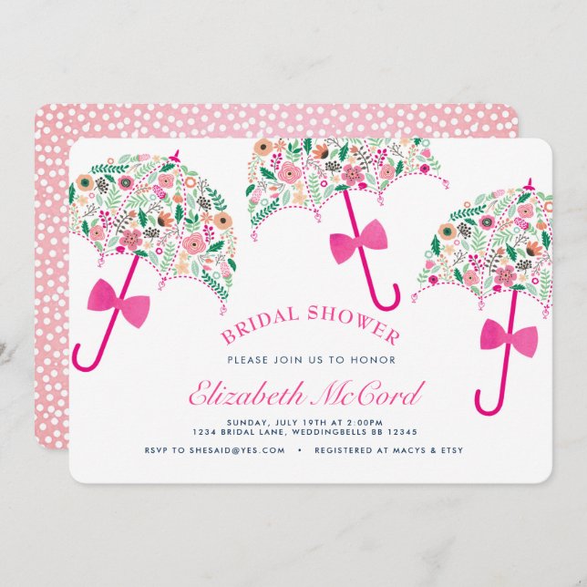 Umbrella Bridal Shower Invitation (Front/Back)