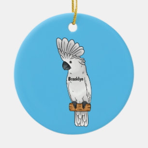 Umbrella cockatoo bird cartoon illustration ceramic ornament