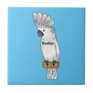 Umbrella cockatoo bird cartoon illustration ceramic tile