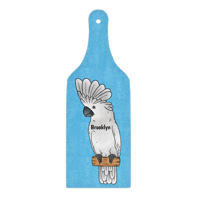 Umbrella cockatoo bird cartoon illustration  cutting board (Front)