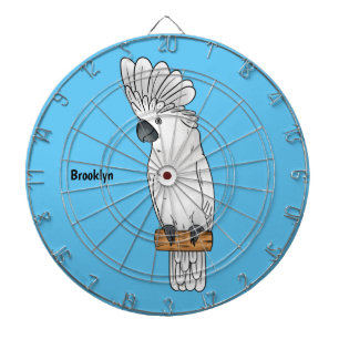 Umbrella cockatoo bird cartoon illustration  dartboard
