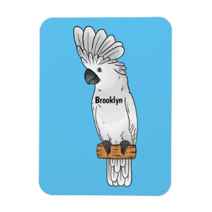 Umbrella cockatoo bird cartoon illustration  magnet