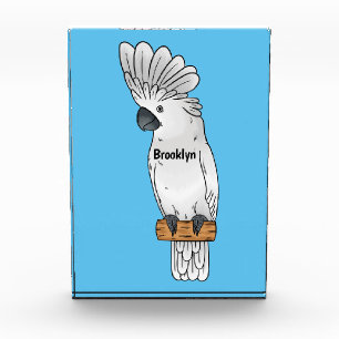 Umbrella cockatoo bird cartoon illustration photo block