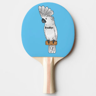 Umbrella cockatoo bird cartoon illustration  ping pong paddle