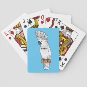 Umbrella cockatoo bird cartoon illustration   playing cards