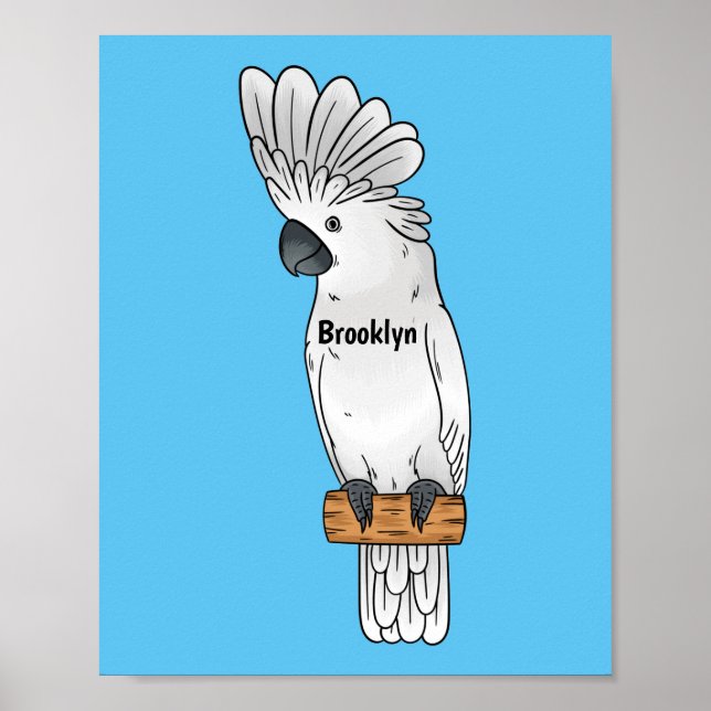 Umbrella cockatoo bird cartoon illustration poster (Front)