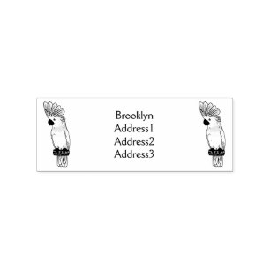 Umbrella cockatoo bird cartoon illustration rubber stamp