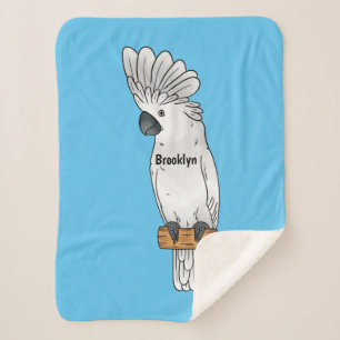 Umbrella cockatoo bird cartoon illustration sherpa blanket